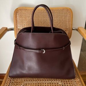 THE ROW Margaux 15 buckled leather bag -Dark Brown/Burgundy w/ tags and dust bag